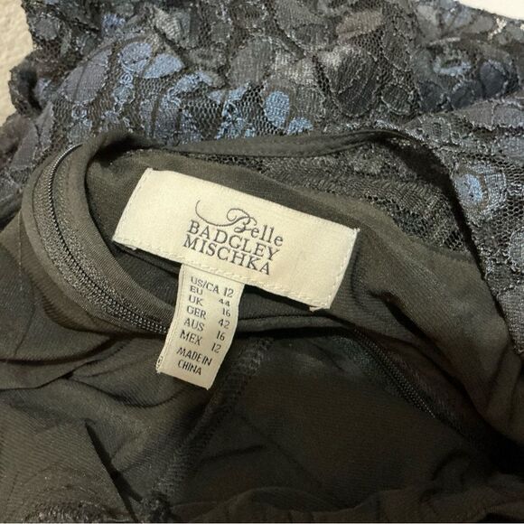 Belle Badgley Mischka navy lace overlay midi dress - Picture 9 of 10